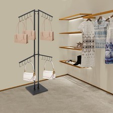 Black Steel Free Standing Handbag Display Rack 4 Arms Retail Purse Holder Stand