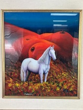 Ölgemälde Nicola Kovacevic Pferd Frau Akt Kunst Bild Werk 1982 Art Modern