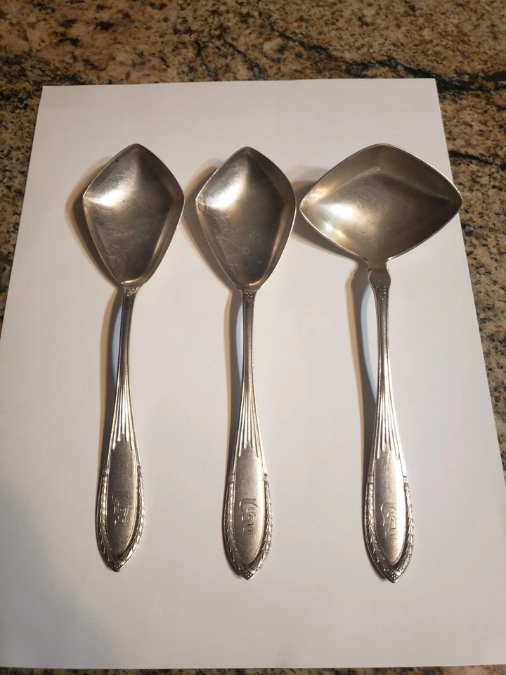 3 cucharas alemanas antiguas de plata 800 en forma de diamante - marca Lameyer 4,9 oz Foto 2 de 4