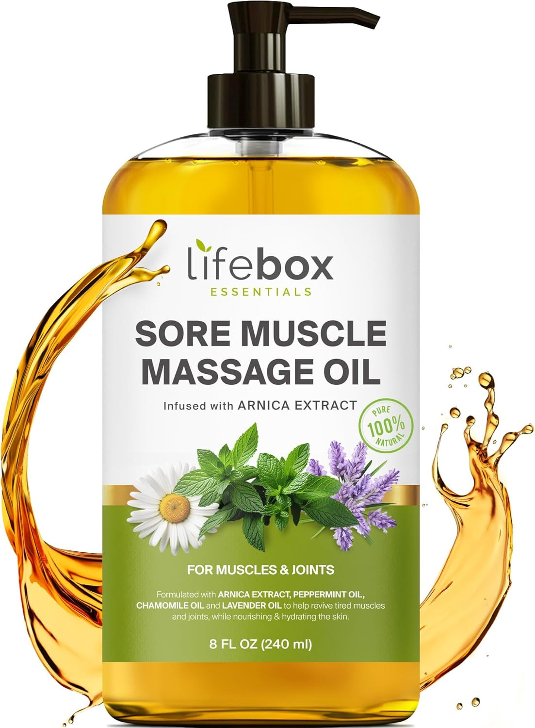 Arnica Sore Muscle Massage Oil &ndash; 100% Pure & Natural - Massage Therapy for Muscl