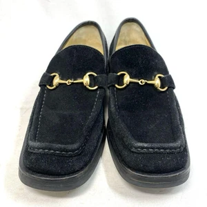 Mocassins Gucci Horsebit chaussures daim noir or quincaillerie taille 40 homme authentique