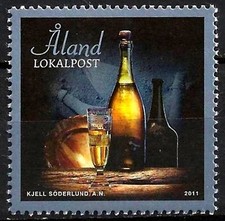 Aland 2011 Cibo e bevande, champagne, bottiglie e bicchieri, MNH / UNM