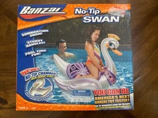 37" Banzai No Tip White Swan Inflatable Queen Princess Float Pool NIB Toy