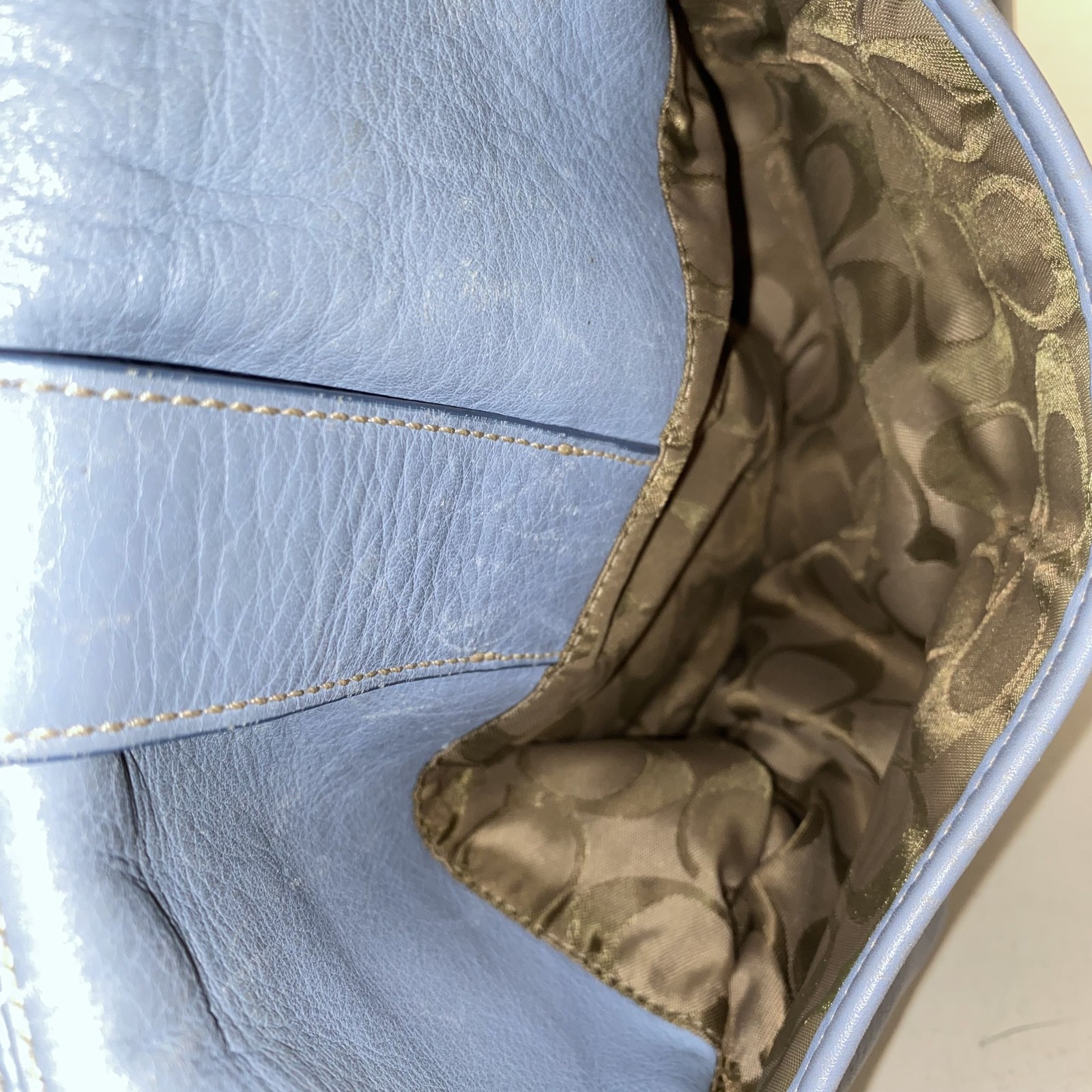 Coach Light Blue Solid Leather Adjustable Strap S… - image 5