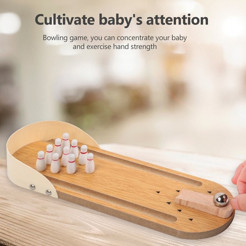 Tavolo Mini Bowling Gioco Set Scrivania Legno Decorazione Bambini Giocattoli FA - Foto 18 di 24