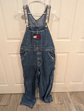 Salopette bavaglino denim Tommy Hilfiger vintage anni 90 uomo M falegname logo sciolto hiphop Y2K