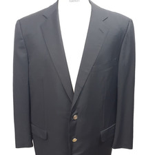 Ermenegildo Zegna US 48 R EU 58 Navy Sport Coat Blazer Jacket Wool Metal Button