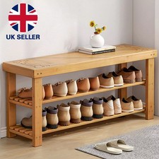 3 Tier Wooden Shoe Rack Seating Bench Hallway Storage Organiser Holder Stand UK