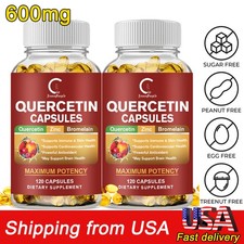 Quercetin 600mg With Bromelain - Natural Immune supplement, 120-600 Capsules