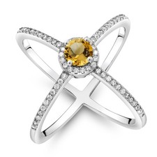 1.54 Ct Round Yellow Citrine 925 Sterling Silver Ring