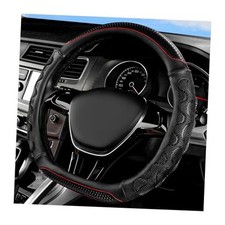 Car Steering Wheel Cover, 15 Inches Leather Comfy Grip Steering Wheel Black