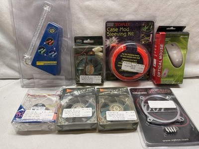 Neon LED Light Computer Accessories - Fans, Sleeving, Fan Grill, Mouse NEW