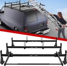 3-Bar Van Ladder Rack w/Roller - Fits Chevy Express 1996+ (Rain Gutter Required)