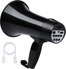 20 Watt Rechargeable Megaphone Bullhorn with Siren and 240S Recording, BT