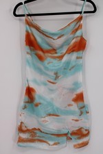 SHEIN Dress Womens XS Multicolor Tie Dye Cowl Neck Slip Mini Adjustable Straps