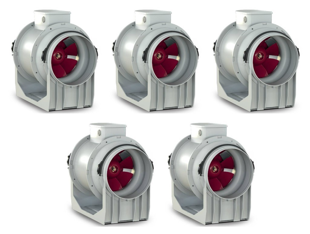 5 x Vortice 17185 TIPO LINEO 100T Centrifugal Mixed-Flow Inline Fan 100mm