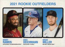 2022 Topps Heritage #71 Henry Ramos Greg Deichmann Brian Miller RC Rookie Card