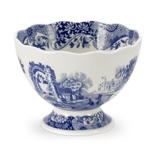 Spode Blue Italian 4.75" Footed Bowl   Classic Scalloped Edge Design