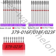 3 Types Dental Diamond Burs Football Friction Grip Round End Taper Instrument