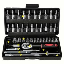 46PCS Ratchet Wrench Combination Socket Tool Set Kit 1/4" Auto Car Repair Tool
