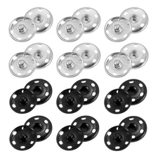 40 Sets Sewing Snap Buttons, Press Buttons Snap Fasteners 25mm, Silver/Black