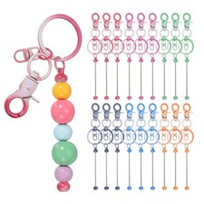 18Pcs Beadable Keychains, DIY Beaded Keychain Making Kit, Gradient Color