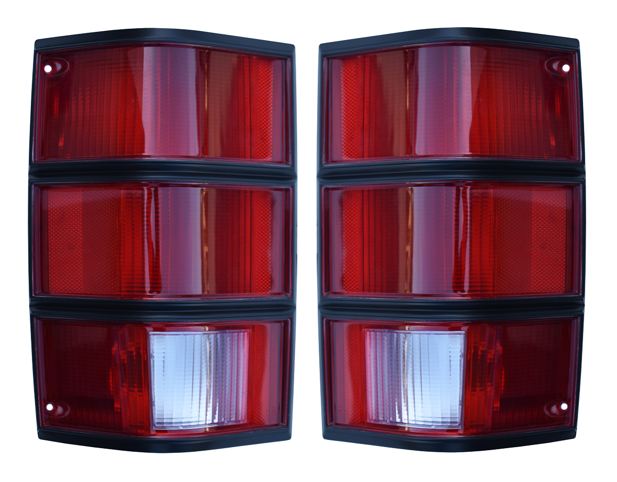 New Taillights Pair Black Trim for 86-92 Jeep Comanche (Key