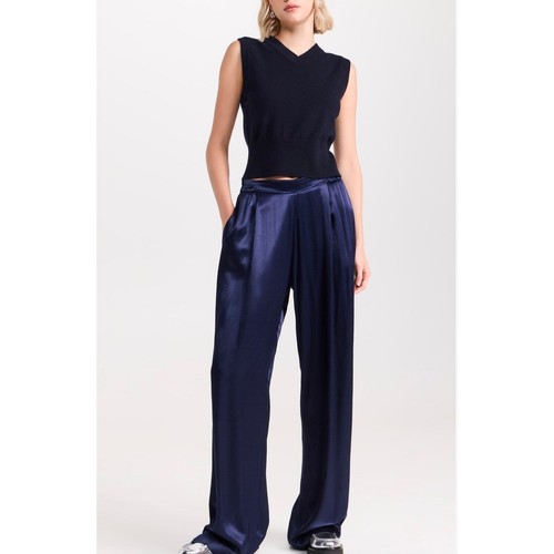 ENZA COSTA Pleated Satin Pants Womens Medium Crimson Red Pull On Wide Leg NEW - Picture 18 of 19