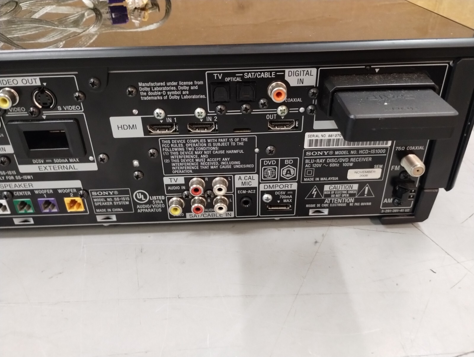 SONY SMASTER DIGITAL AMPLIFIER HCDIS1000 WITH SUBWOOFER CABLE NO REMOTE eBay