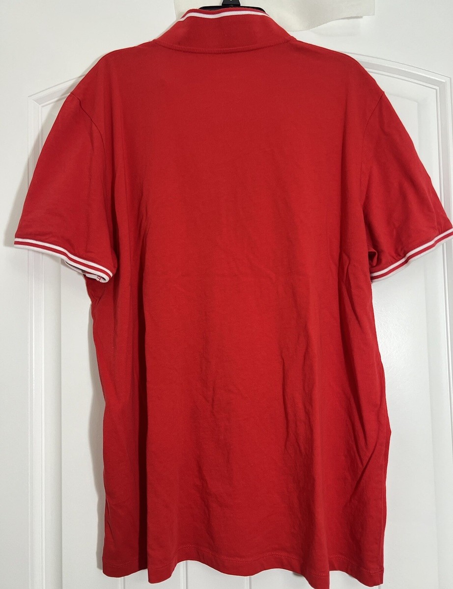 Armani Exchange Red Polo Shirt A|X Size L/ XL , White Stripes Slim