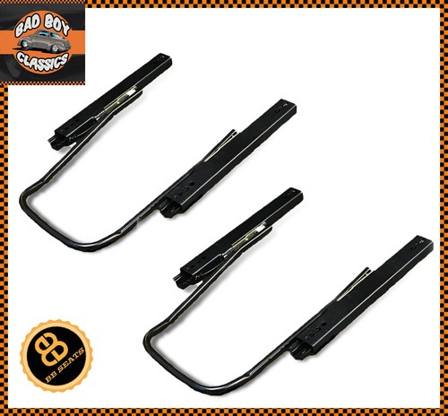 Pair Black BB Vintage Classic Car Seats Low Rounded Back + Universal Runners - Picture 5 of 6