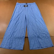 Pretty Little Thing Womens Size 22 Blue Textured High Waisted Wide Leg Pants NWT