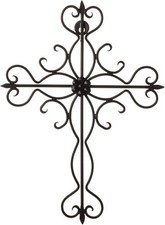 Rely Wall Cross Large Decorative Hanging Black 14 x 10 Inches - Fleur de lis...