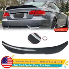 For BMW E92 Coupe 328i 335i M3 2007-13 PSM Style Rear Trunk Spoiler Carbon Look
