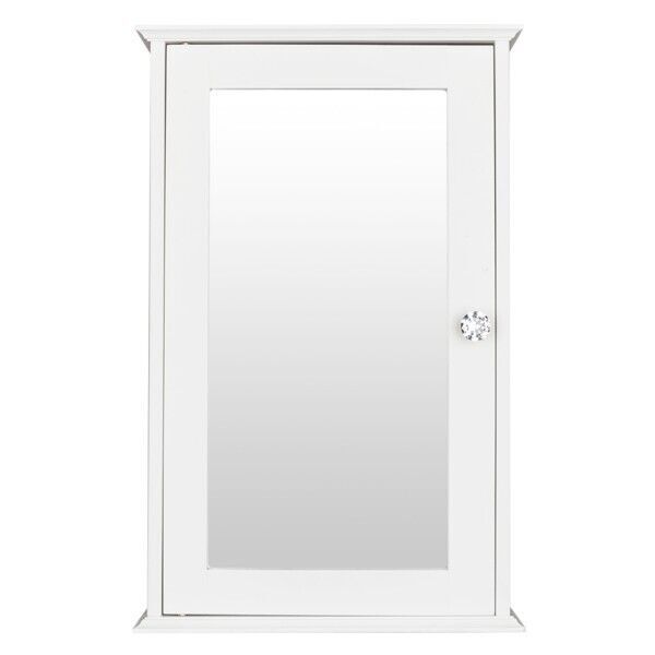 White Single Door Wall Mirror Cabinet for Bathroom Storage-image