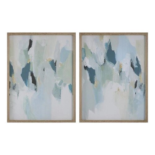 Uttermost Seabreeze Coastal Wood Canvas Fabric Prints in Blue/Gray (Set of 2) - Picture 1 of 7