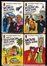4 Decks '84 Prof Hoyle Pocket Trivia Game Cards Movie Television World Political