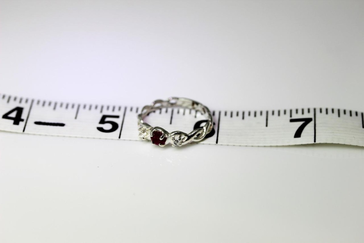 Sterling Silver Natural Rubi & Cubic Zirconia Twisted Band Ring