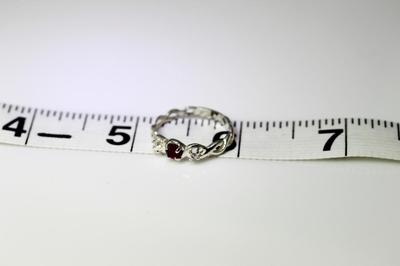 Sterling Silver Natural Rubi & Cubic Zirconia Twisted Band Ring