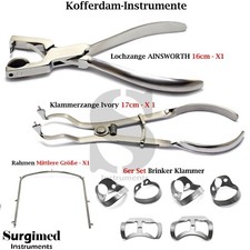 9er Kofferdam Instrumente kit Ainsworth Lochzange Kofferdamklammer Ivory Rahmen