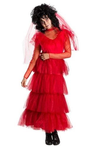 Lydia - Beetlejuice - Red Wedding Dress - Veil - Costume - Adult photo photo