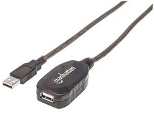 Manhattan Cavo Prolunga Attivo USB 2.0 Hi-Speed A M / A F 15m Nero