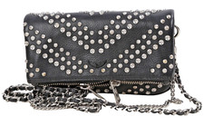 Zadig & Voltaire Black Leather Rock Studded Beaded Chain Mini Shoulder Bag