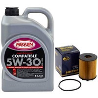 MotoröL Set 5W-30 Meguin 5 Liter + ÖLfilter FüR Fiat Doblo 1.3 D Multijet 263