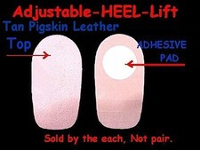 2 Medium LEATHER TOPPED Adjusting Heel Lift Shoe Pad Made in the USA