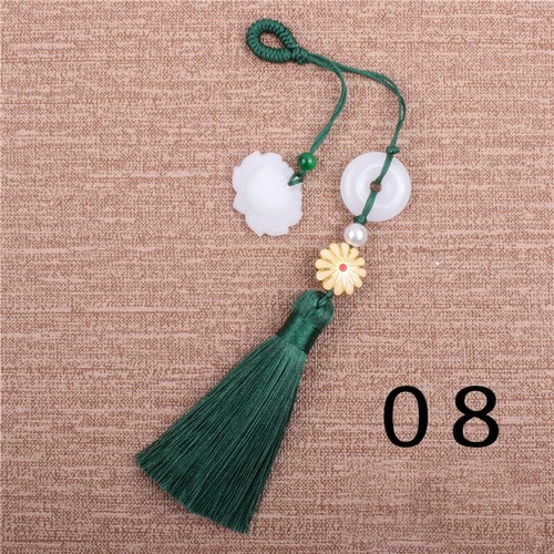 Ethnic Hanfu Tassel Faux Jade Pendant Ornament Cheongsam Decor Chinese Brooch - Picture 20 of 25