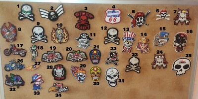 34 Aufnäher Patches gestickt diverse Biker Harley Davidson