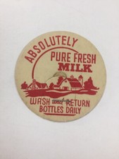 Vintage Cardboard Milk/Dairy Bottle Cap. Red Farmstead Scene. Lot of 1