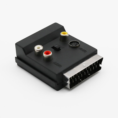 1x Switchable SCART Male to Female with S-Video 3 RCA Audio SCART Adapter
