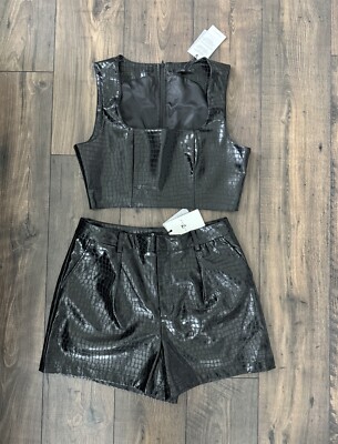 For All Mankind Croc Embossed Faux Leather Piece Short Set - Main Image